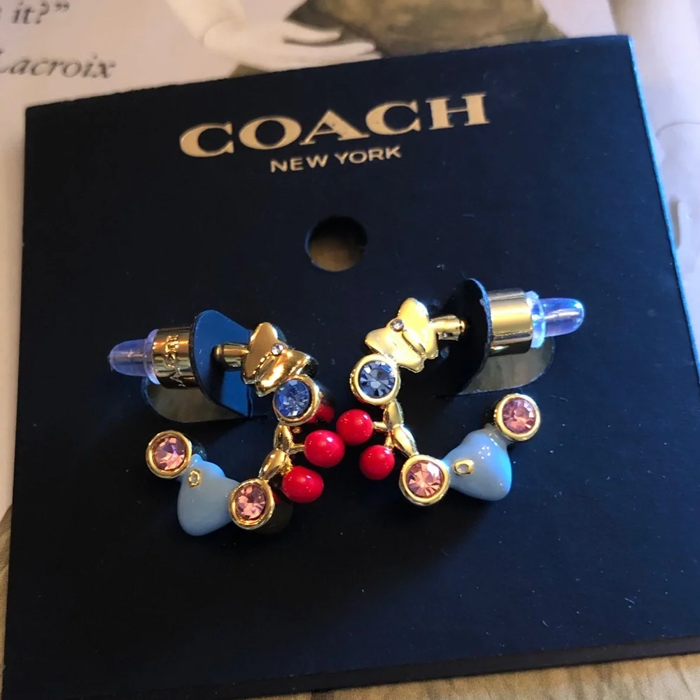 Authentic Coach New with card. Gold-Tone Multicolor crystals. - Picture 3 of 6